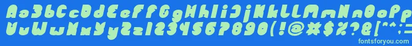 フォントFUNNY SPORT Bold Italic – 青い背景に緑のフォント