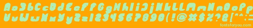 FUNNY SPORT Bold Italic-Schriftart – Grüne Schriften auf orangefarbenem Hintergrund