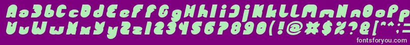 Fonte FUNNY SPORT Bold Italic – fontes verdes em um fundo violeta