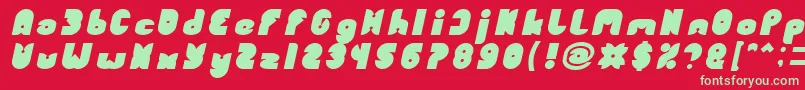 FUNNY SPORT Bold Italic-Schriftart – Grüne Schriften auf rotem Hintergrund