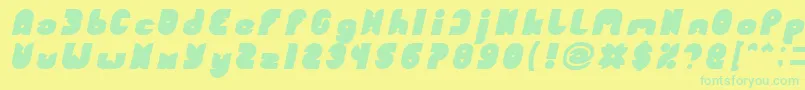 Fonte FUNNY SPORT Bold Italic – fontes verdes em um fundo amarelo