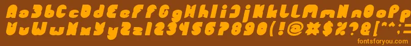 FUNNY SPORT Bold Italic-fontti – oranssit fontit ruskealla taustalla