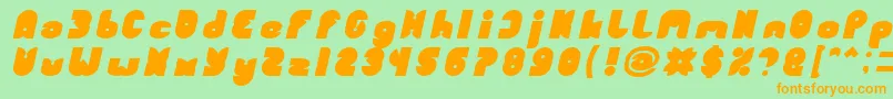 フォントFUNNY SPORT Bold Italic – オレンジの文字が緑の背景にあります。