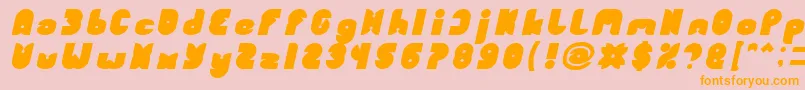 フォントFUNNY SPORT Bold Italic – オレンジの文字がピンクの背景にあります。
