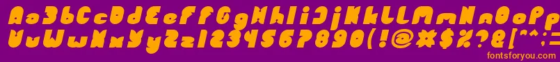 FUNNY SPORT Bold Italic-fontti – oranssit fontit violetilla taustalla
