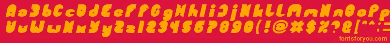 Fonte FUNNY SPORT Bold Italic – fontes laranjas em um fundo vermelho