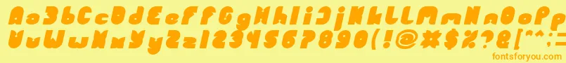 フォントFUNNY SPORT Bold Italic – オレンジの文字が黄色の背景にあります。