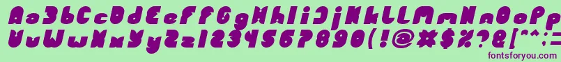 フォントFUNNY SPORT Bold Italic – 緑の背景に紫のフォント