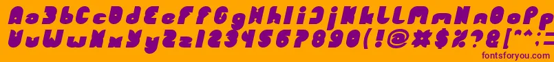 Шрифт FUNNY SPORT Bold Italic – фиолетовые шрифты на оранжевом фоне