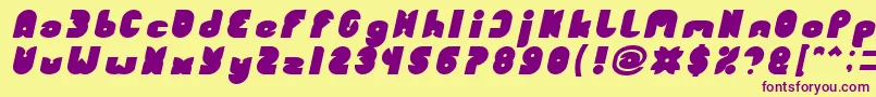Шрифт FUNNY SPORT Bold Italic – фиолетовые шрифты на жёлтом фоне