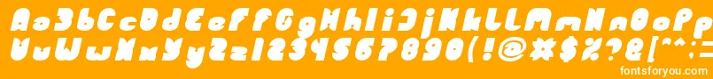 Czcionka FUNNY SPORT Bold Italic – białe czcionki na pomarańczowym tle