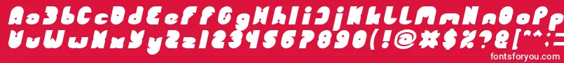 FUNNY SPORT Bold Italic-fontti – valkoiset fontit punaisella taustalla