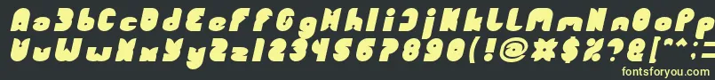FUNNY SPORT Bold Italic-Schriftart – Gelbe Schriften auf schwarzem Hintergrund