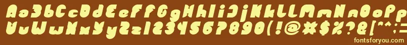 フォントFUNNY SPORT Bold Italic – 黄色のフォント、茶色の背景