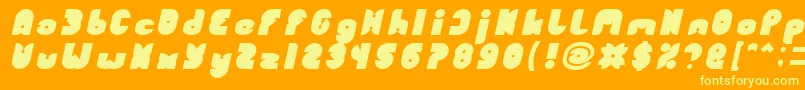 Fonte FUNNY SPORT Bold Italic – fontes amarelas em um fundo laranja