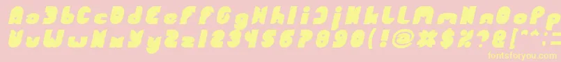 Fonte FUNNY SPORT Bold Italic – fontes amarelas em um fundo rosa