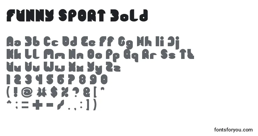 Schriftart FUNNY SPORT Bold – Alphabet, Zahlen, spezielle Symbole