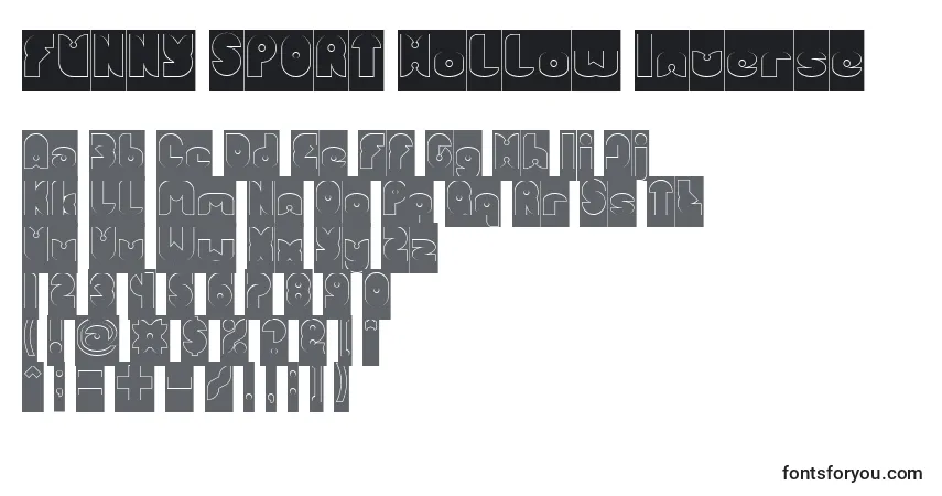 Czcionka FUNNY SPORT Hollow Inverse – alfabet, cyfry, specjalne znaki