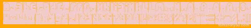 FUNNY SPORT Hollow Inverse-Schriftart – Rosa Schriften auf orangefarbenem Hintergrund