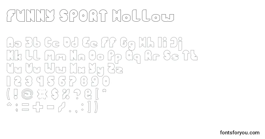 A fonte FUNNY SPORT Hollow – alfabeto, números, caracteres especiais