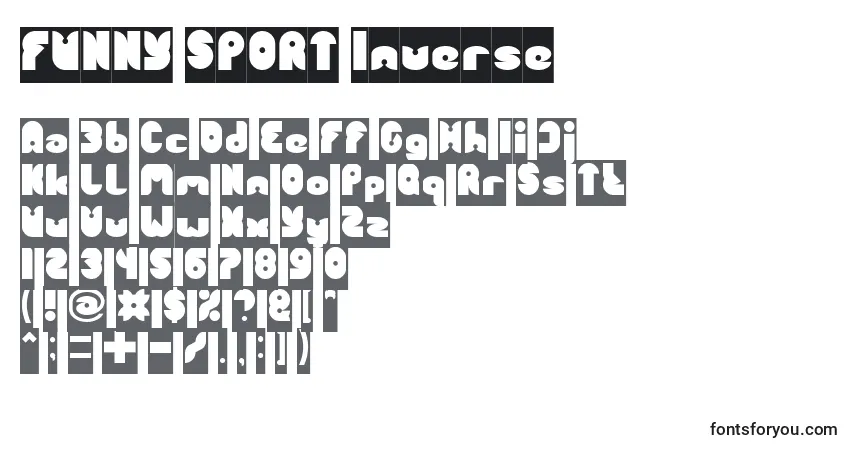 Шрифт FUNNY SPORT Inverse – алфавит, цифры, специальные символы
