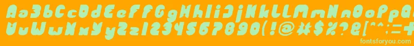 FUNNY SPORT Italic-Schriftart – Grüne Schriften auf orangefarbenem Hintergrund