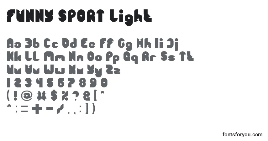 A fonte FUNNY SPORT Light – alfabeto, números, caracteres especiais