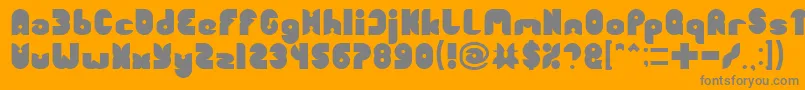 Weitere Informationen zur FUNNY SPORT-Schriftart FUNNY SPORT-Schriftart – Graue Schriften auf orangefarbenem Hintergrund