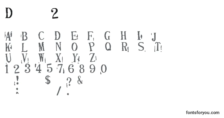 A fonte Depress2 – alfabeto, números, caracteres especiais