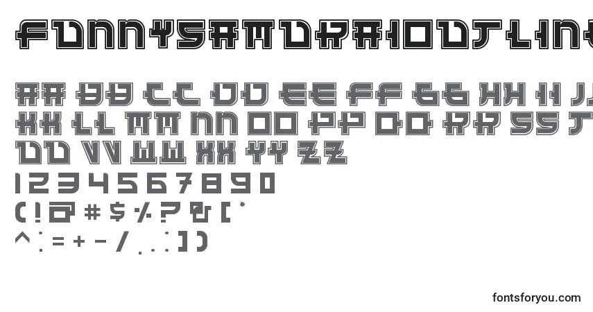 Schriftart FunnySamuraiOutline – Alphabet, Zahlen, spezielle Symbole