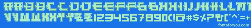 FunnySamuraiOutline Font – Green Fonts on Blue Background