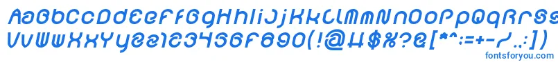 Czcionka FUNRECORD Bold Italic – niebieskie czcionki na białym tle