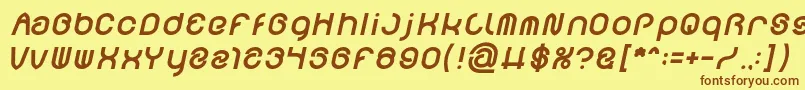 Fonte FUNRECORD Bold Italic – fontes marrons em um fundo amarelo