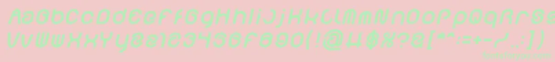 Fonte FUNRECORD Bold Italic – fontes verdes em um fundo rosa