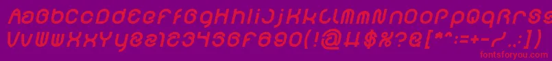 Fonte FUNRECORD Bold Italic – fontes vermelhas em um fundo violeta