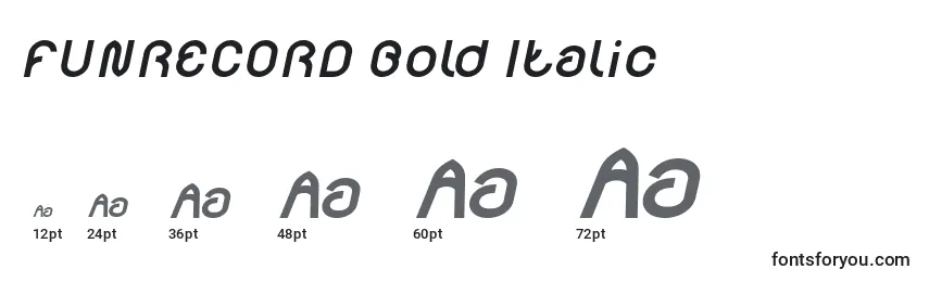 Größen der Schriftart FUNRECORD Bold Italic