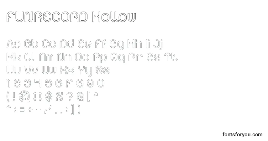 Czcionka FUNRECORD Hollow – alfabet, cyfry, specjalne znaki