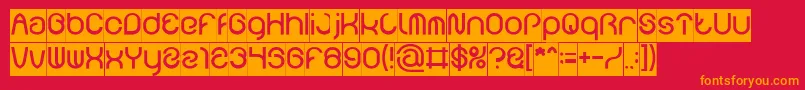 フォントFUNRECORD Inverse – 赤い背景にオレンジの文字