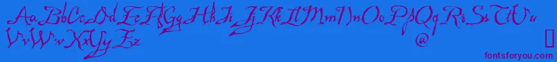 Mad-Schriftart – Violette Schriften auf blauem Hintergrund