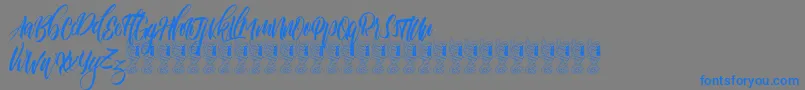 Funtastic-Schriftart – Blaue Schriften auf grauem Hintergrund