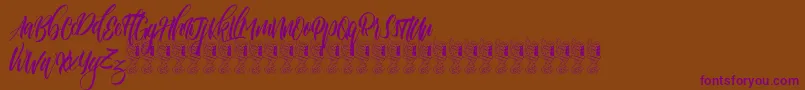 Funtastic-Schriftart – Violette Schriften auf braunem Hintergrund