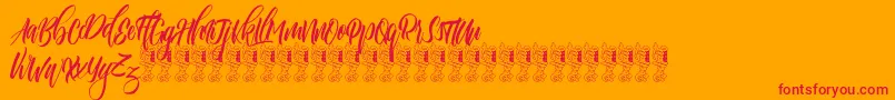 Funtastic-Schriftart – Rote Schriften auf orangefarbenem Hintergrund