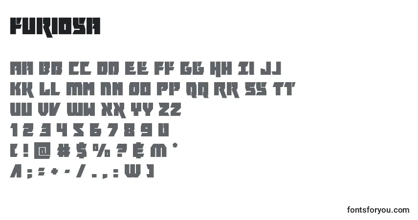 A fonte Furiosa – alfabeto, números, caracteres especiais