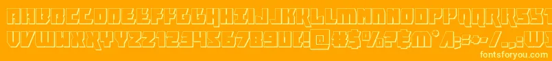 furiosa3d-Schriftart – Gelbe Schriften auf orangefarbenem Hintergrund