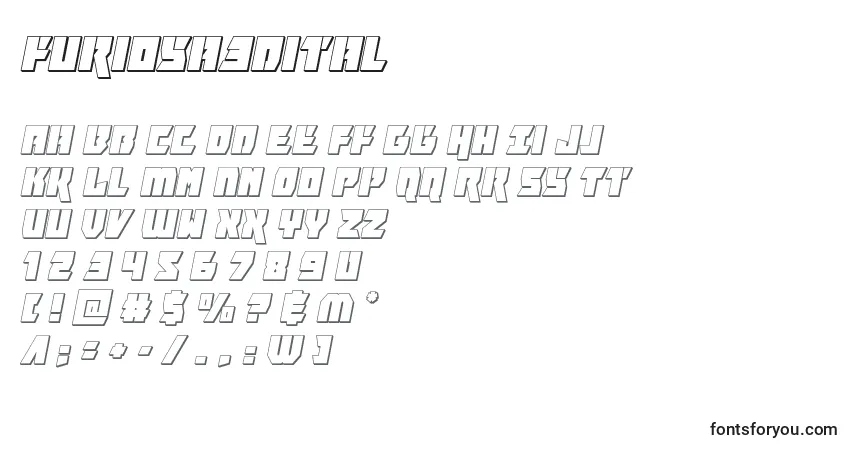 Furiosa3dital-fontti – aakkoset, numerot, erikoismerkit