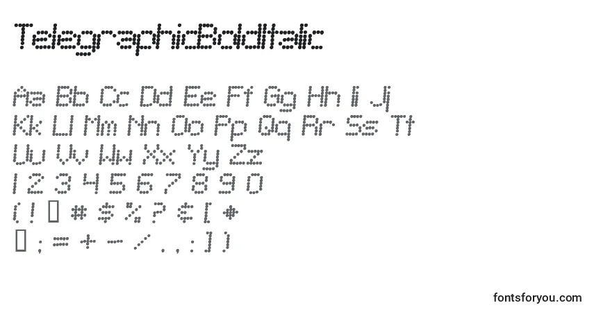Schriftart TelegraphicBoldItalic – Alphabet, Zahlen, spezielle Symbole