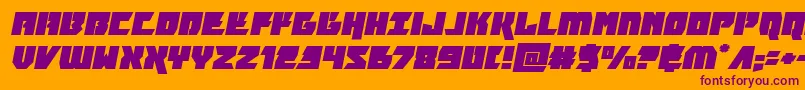 Weitere Informationen zur furiosaexpandital-Schriftart furiosaexpandital-Schriftart – Violette Schriften auf orangefarbenem Hintergrund