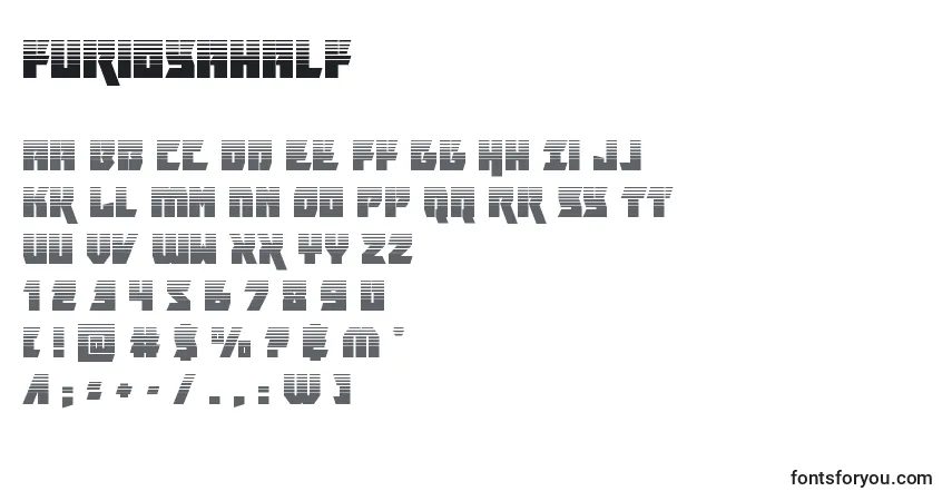 A fonte Furiosahalf – alfabeto, números, caracteres especiais