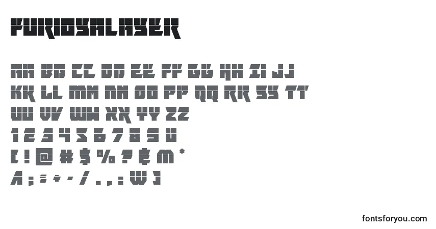 Schriftart Furiosalaser – Alphabet, Zahlen, spezielle Symbole