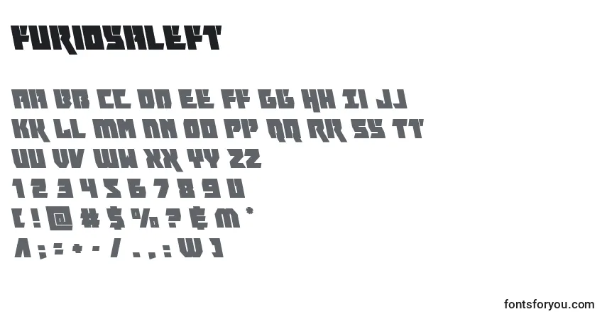 Furiosaleft-fontti – aakkoset, numerot, erikoismerkit